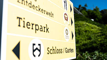 signposts in the Tierwelt Herberstein