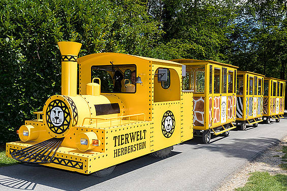 Alles einsteigen in den Bummelzug in der Tierwelt Herberstein